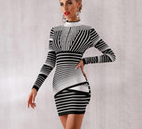 Ria striped long-sleeve mini dress-Primetime Looks