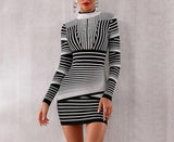 Ria striped long-sleeve mini dress-Primetime Looks