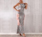 Electric silver tasseled maxi dress
