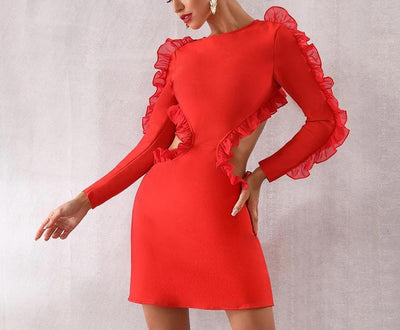 Nana cut-out back red mini dress