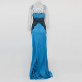Ariel halter lace maxi cut-out dress in blue