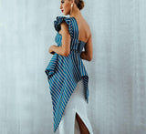 Striped one-shoulder asymmetric top-Primetime Looks