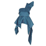 Striped one-shoulder asymmetric top-Primetime Looks