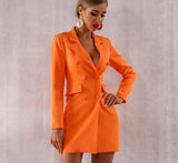 Double-breasted blazer dress in orange
