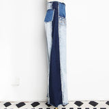 High-waist wide-leg denim pants