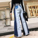 High-waist wide-leg denim pants