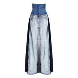 High-waist wide-leg denim pants