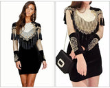 Beads and tassels mini dress
