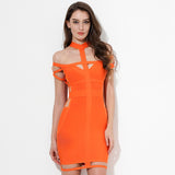 Jasmin off-shoulder bodycon mini dress in orange