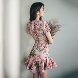 Delilah ruffled floral pink mini dress
