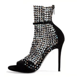 Mesh high-heel sandals