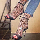 Mesh high-heel sandals
