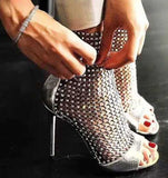 Mesh high-heel sandals