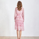 Lolly polka dot pink ruffled midi dress