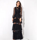 Ciara mesh and ruffles maxi dress