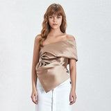Satin creme off-shoulder top
