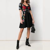 Fusion floral midi dress in black