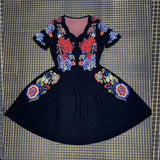 Fusion floral midi dress in black