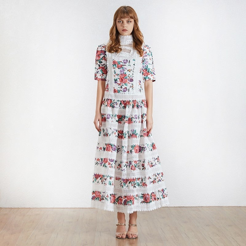 Turtleneck floral maxi dress