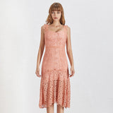Martina strapped lace midi dress in pink