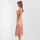 Martina strapped lace midi dress in pink