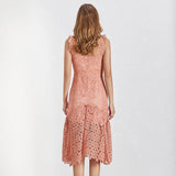 Martina strapped lace midi dress in pink