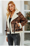 Eco fur and leather jacket in taupe