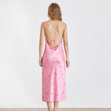 Spaghetti strap silky floral midi dress