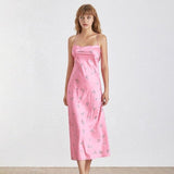 Spaghetti strap silky floral midi dress