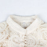 Genovia buttoned lace mini dress in apricot white