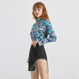 TETRA aquamarine cold-shoulder crop top