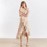 Tatiana polka dot chiffon ruffled midi dress