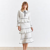 GABO ruffled midi dress in white