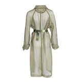 Mesh windbreaker trench in khaki