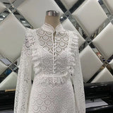 Morandi lantern sleeved lace maxi dress