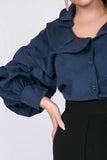 Puff-sleeve ruffled blouse in colors