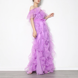 VELUZ Ruffled Lace Gown in Colors