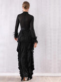 ROMANIA ruffled maxi black dress