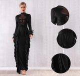 ROMANIA ruffled maxi black dress