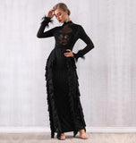 ROMANIA ruffled maxi black dress