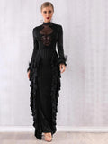 ROMANIA ruffled maxi black dress