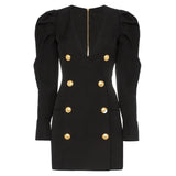 Rory double-breasted puff sleeved blazer dress