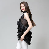 Ruffled organza long blouse