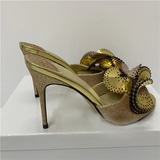 CURLY Gold High-Heeled Sandals