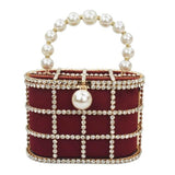 SECRET BOX crystal-embellished purse in burgundy