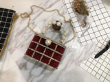 SECRET BOX crystal-embellished purse in burgundy