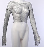 See-Through Crystal Diamond Fishnet