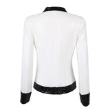Sequined Two-Tone Deep V-Neck Blazer