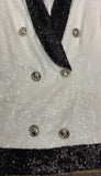 Sequined Two-Tone Deep V-Neck Blazer
