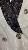 Sequined Two-Tone Deep V-Neck Blazer